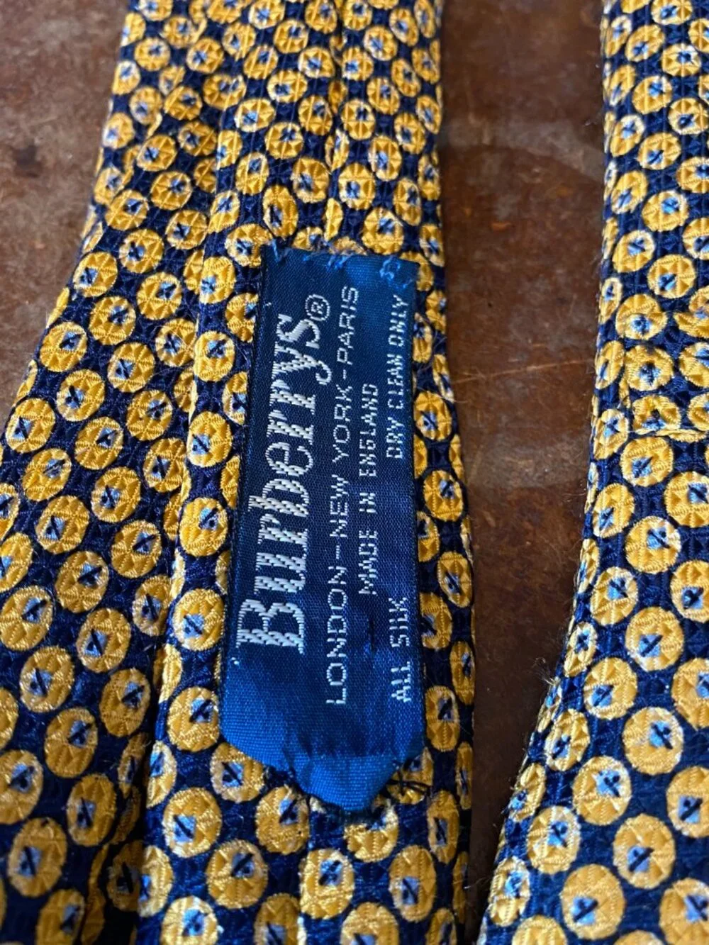 Vintage Burberrys Silk Tie Blue and Gold Made in England